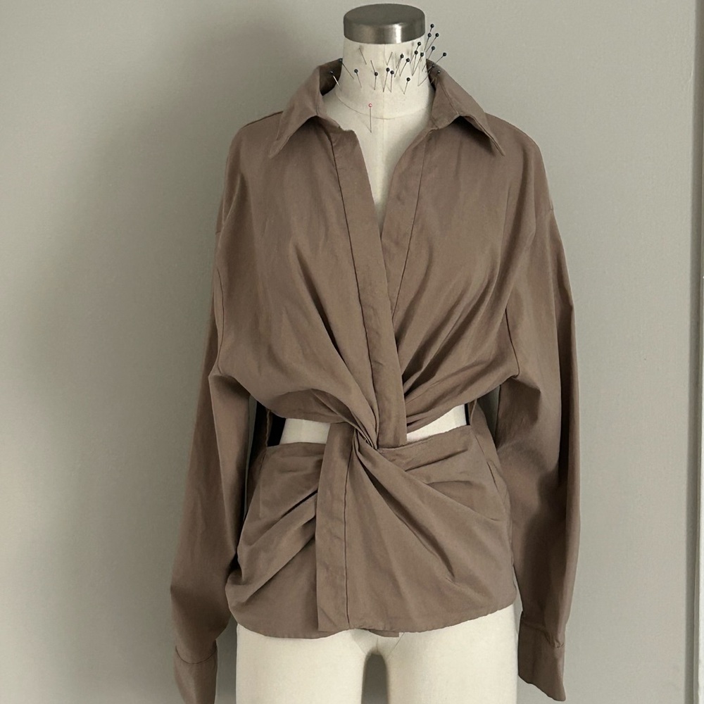 Zara Criss Cross Cut Out Long sleeve Top